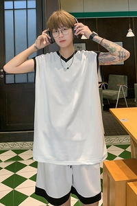 高街美式外穿无袖篮球运动服背心套装（可二开）T10TP50控78图片