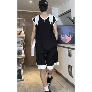 美式高街外穿无袖篮球运动服背心套装宽松休闲透气T10TP50控78图片