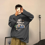 秋季新款长袖印花情侣insT恤潮牌宽松chic港味百搭体恤HY179TP25，男装T恤，电商A102B