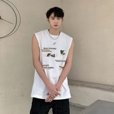 美式潮牌高街vibe宽松运动坎肩情侣无袖t恤印花背心HY579TP18，男装背心/马甲，电商A102B