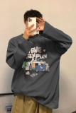 秋季新款长袖印花情侣insT恤潮牌宽松chic港味百搭体恤HY179TP25，男装T恤，电商A102B
