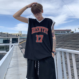 时尚潮流美式高街17号运动服宽松休闲无袖外穿篮球服套装T12TP55图片