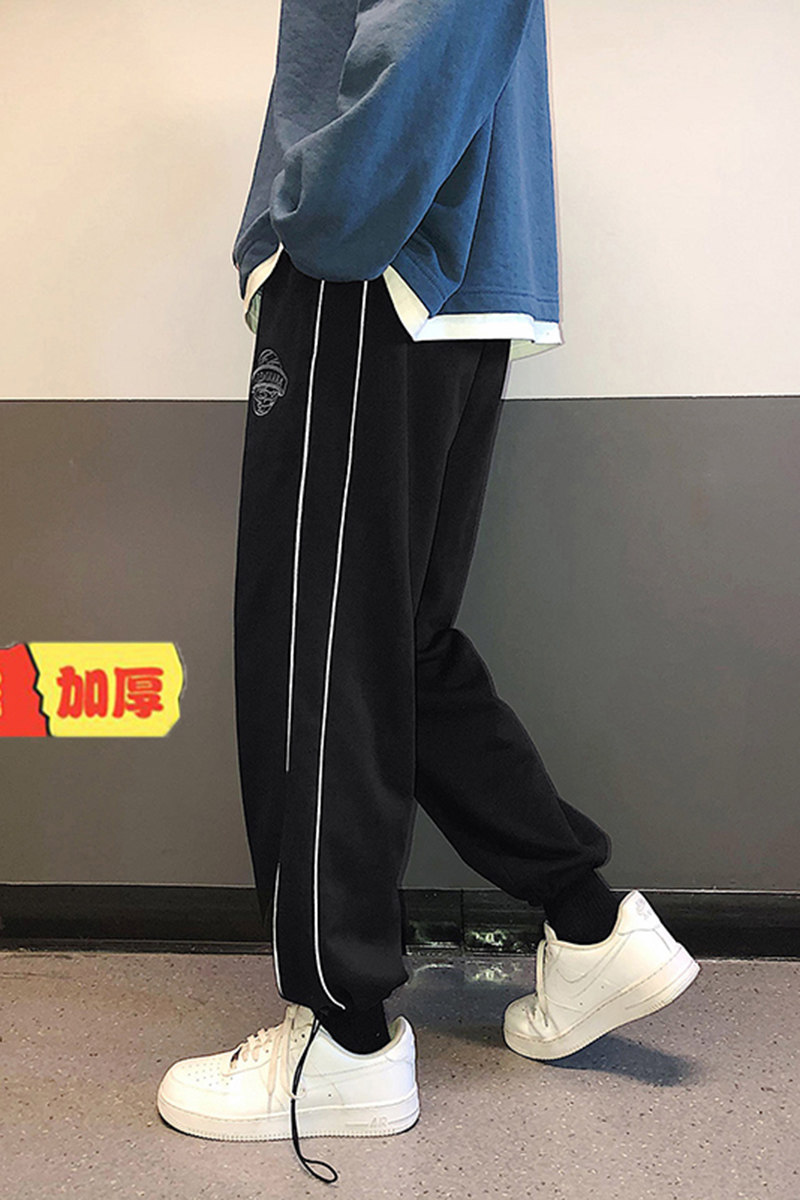中性风裤子男女潮流休闲直筒宽松加绒束脚休闲运动裤T,男装休闲裤,电商A102B