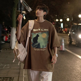 夏季多色纯棉印花打底衫情侣ins风男女同款短袖T恤HY559TP25控39，男装T恤，电商A102B
