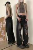 美式hiphop高街潮流宽松休闲直筒破洞牛仔裤休闲百搭K547TP45控68，男装休闲裤，电商A102B