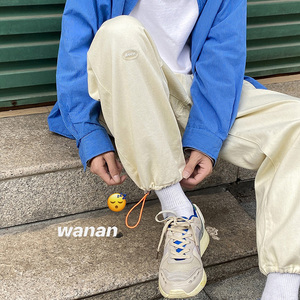 2021贴标牛仔裤男直筒宽松裤子韩版潮流束脚休闲长裤K105TP45控58图片