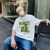 美式高街圆领休闲打底衫多肉植物印花时尚纯棉T恤HY571TP20，男装T恤，电商A102B