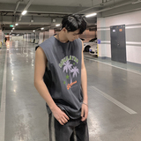 美式潮牌高街宽松运动坎肩情侣无袖t恤oversize印花背心HY578TP18，男装背心/马甲，电商A102B