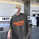美式圆领纯棉短袖T恤火焰印花宽松休闲vibe潮流打底衫HY573TP20，男装T恤，电商A102B