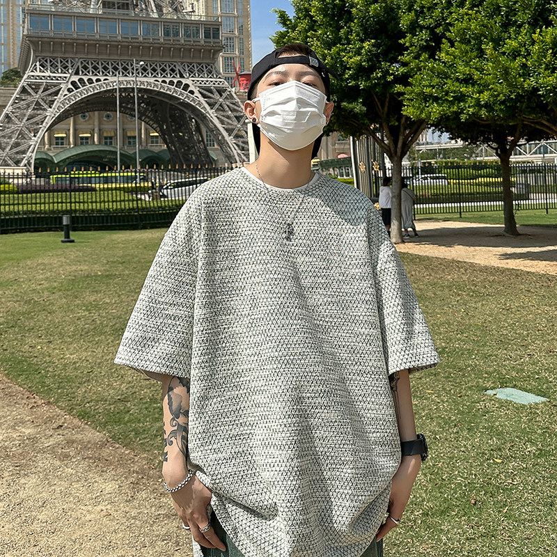 休闲百搭款小香风打底T恤衫圆领透气舒适纹理短袖HY541P45控68,男装T恤,电商A102B