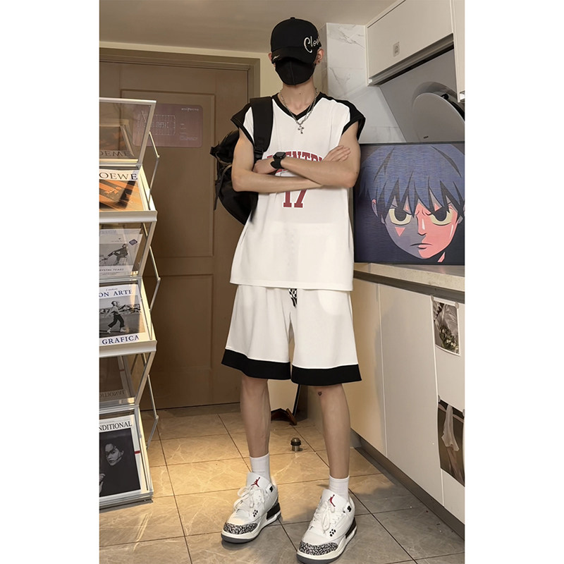 美式高街17号篮球服voersize宽松休闲无袖外穿运动服套装T12TP55,男装衬衫,电商A102B