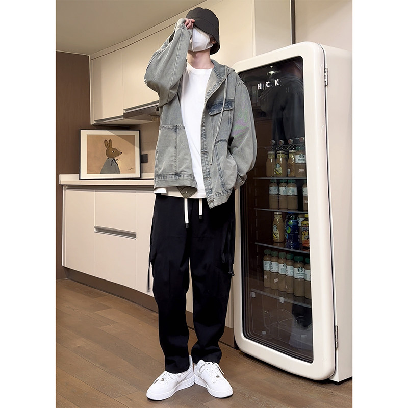 韩版潮牌ins风小众设计学生外套痞帅夹克衫牛仔上衣HY482P95控139,男装夹克,电商A102B