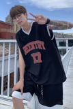 时尚潮流美式高街17号运动服宽松休闲无袖外穿篮球服套装T12TP55，男装衬衫，电商A102B