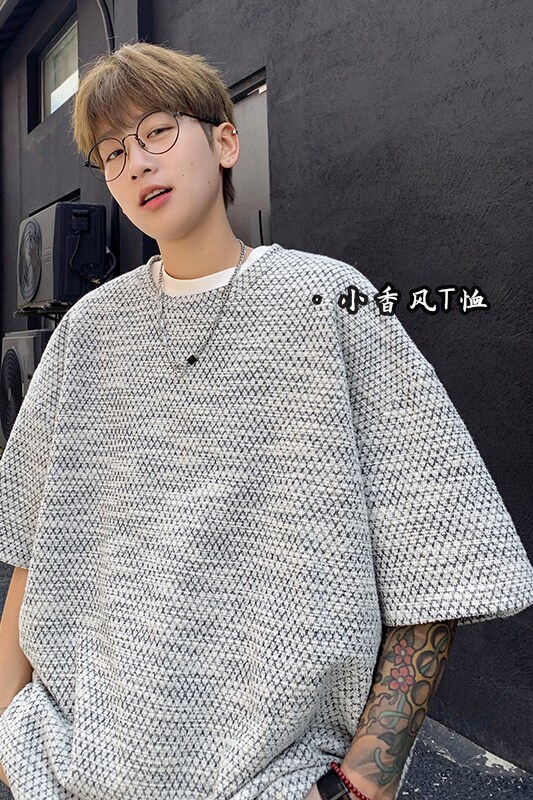 透气舒适免烫百搭款小香风设计短袖T恤圆领打底衫HY541P45控68,男装T恤,电商A102B