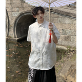 短袖衬衫男2024夏季新款新中式风短袖衬衫唐装HY518TP38控58，男装衬衫，电商A102B