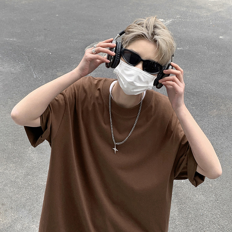 夏季纯色220克打底衫美式百搭款打底衫纯棉圆领白T恤HY33TP16,男装T恤,电商A102B