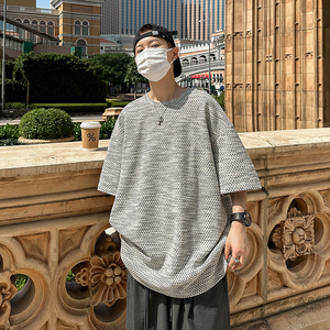 圆领透气休闲舒适纹理短袖百搭款小香风打底T恤衫HY541P45控68图片