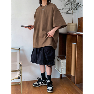 潮牌t恤男新款短袖夏季衣服上衣宽松体恤半截袖打底衫男HY33TP16图片