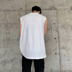 美式潮牌高街宽松运动坎肩情侣无袖t恤oversize印花背心HY578TP18图片