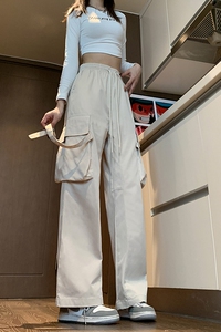 高街美式运动裤ins风潮牌设计感休闲宽松大口袋裤子K492TP35控58图片