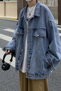 牛仔衣外套男潮流韩版bf风宽松夹克学生ins复古男装HY28P70控88图片