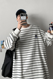 凹造型BI备小众设计宽松百搭休闲条纹情侣卫衣男女HY24TP40控58，男装卫衣，电商A102B