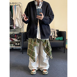 2024新款慵懒风V领针织衫外套潮牌宽松男女休闲毛衣HY415P65控88，男装针织衫/毛衣，电商A102B