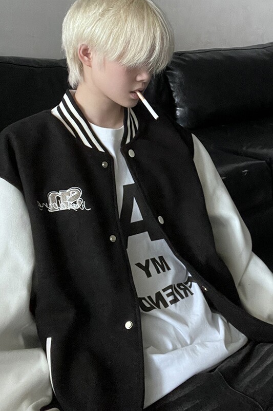 美式复古夹克外套撞色贴布多色休闲棒球服秋款潮HY202P108控138,男装夹克,电商A102B
