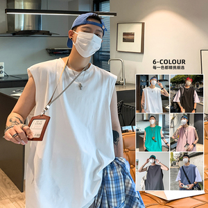 小众设计感纯色背心上衣夏季ins休闲宽松内搭无袖T恤潮HY48TP15图片