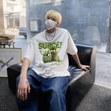 美式多肉植物印花时尚纯棉T恤oversize高街圆领打底衫HY571TP20，男装T恤，电商A102B