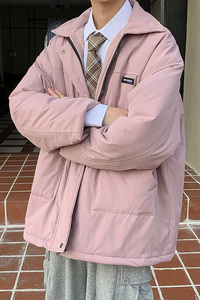 日系立领工装棉衣男士ins棉衣大码棉服冬季宽松加厚外套HY19TP90图片