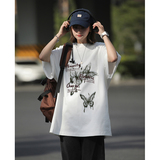 美式高街多色圆领蝴蝶印花短袖男女同款纯棉打底衫HY561TP25控39，男装T恤，电商A102B