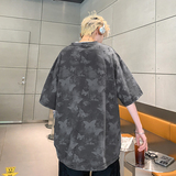 美式高街蝴蝶破洞短袖男女同款纯棉圆领休闲短袖打底衫HY556TP38，男装T恤，电商A102B