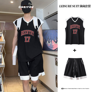 美式高街17号篮球服voersize宽松休闲无袖外穿运动服套装T12TP55图片