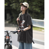 美式多色纯棉印花打底衫夏季男女同款玫瑰花短袖HY560TP25控39，男装T恤，电商A102B