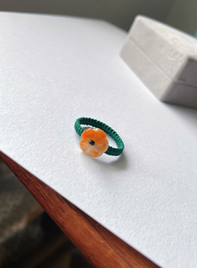 天然a货翡翠玉石小梅花编织戒指裸石手工diy线指环闺蜜女手绳戒指