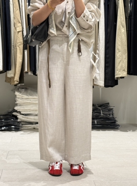 郑沅沅 含亚麻显瘦百搭宽松休闲直筒九分裤3.16