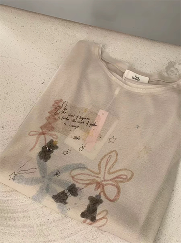 堆堆～【FEEL BLESSED】 天丝！水溶印花小短袖4.12胸围110衣长65