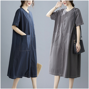 RY1513#棉麻潮流文艺韩版撞色绣线宽松休闲个性减龄长款开衫衬衫