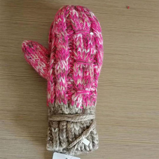 纤衣姐姐 冬 粗纺针织 连线加绒保暖 骑乘可用毛线连指棉手套