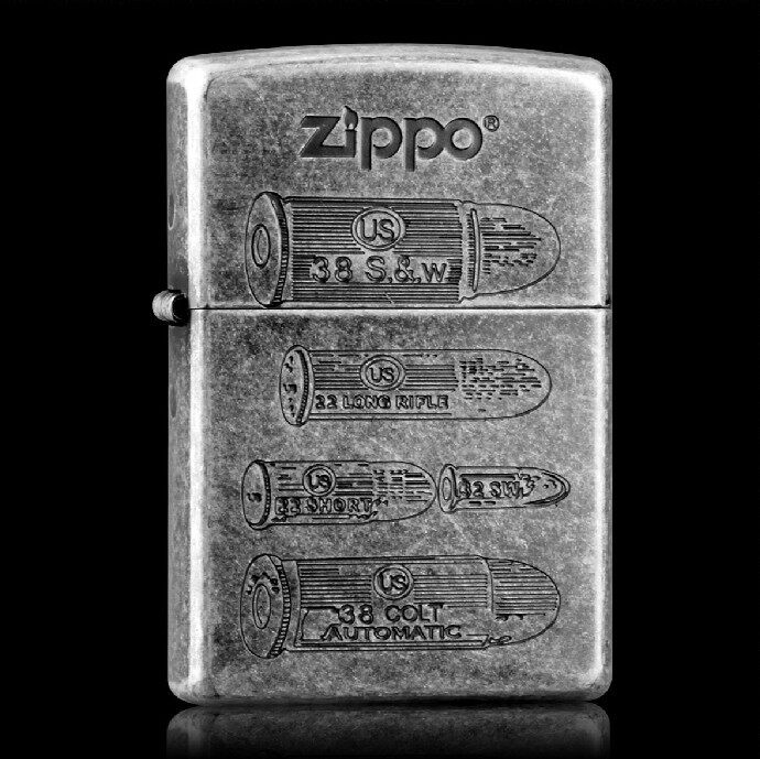 美国原装正品 ZIPPO打火机 芝宝仿古 古银双刻 飞速子弹 专柜正版