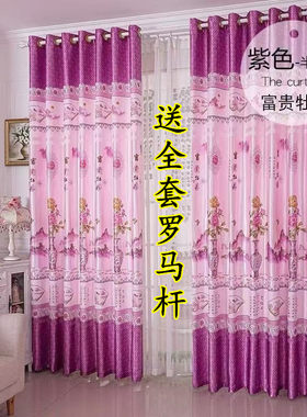 【全套送杆】落地窗帘客厅卧室书房窗帘出租房隔断帘极简风格竹子
