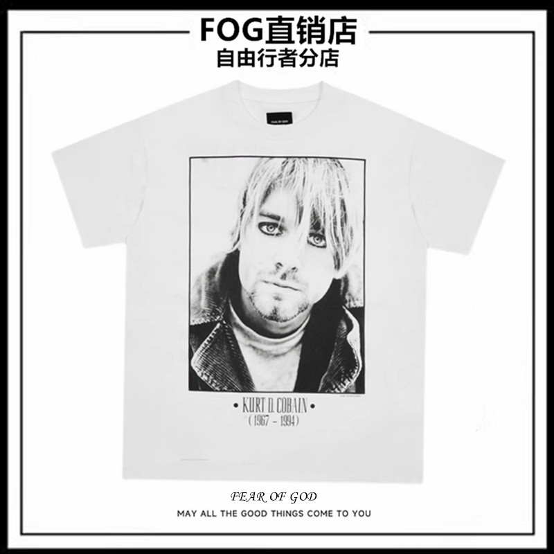 fog fear of god元年限定涅槃天使柯本摇滚乐队高街运动短袖t恤潮