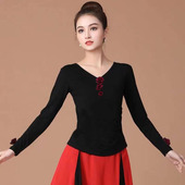 上衣民族特色国风女莫代尔中老年跳舞长袖 广场舞服装 新款 立体花