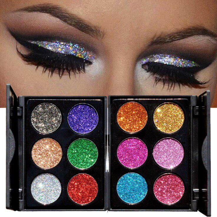 儿童舞台妆眼影亮钻眼钻眼部超闪粉珠光防水亮晶晶亮片金葱眼影盘