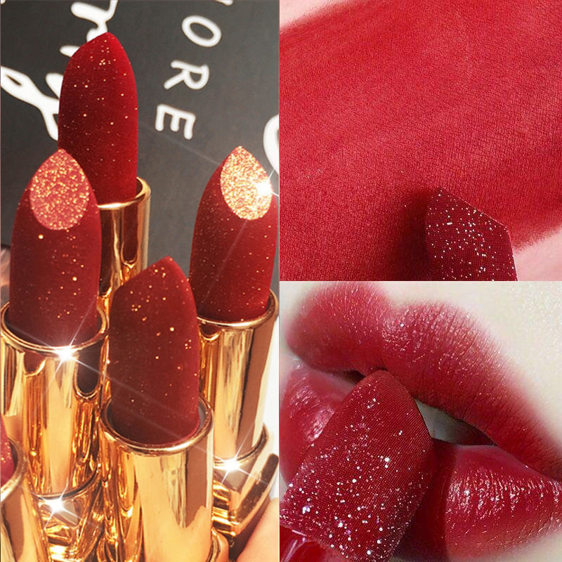 小金钻囗红中国风雕花丝绒雾面哑光唇膏女学生款抖音网红豆沙裸色