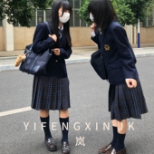 一封信 岚 原创jk格裙蓝格秋冬校供感日系百褶裙学院风短裙