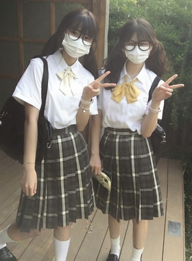 一封信【栗芝】原创jk格裙深棕格校供感日系百褶裙学院风短裙