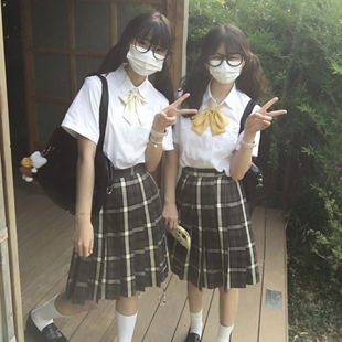 一封信【栗芝】原创jk格裙深棕格校供感日系百褶裙学院风短裙