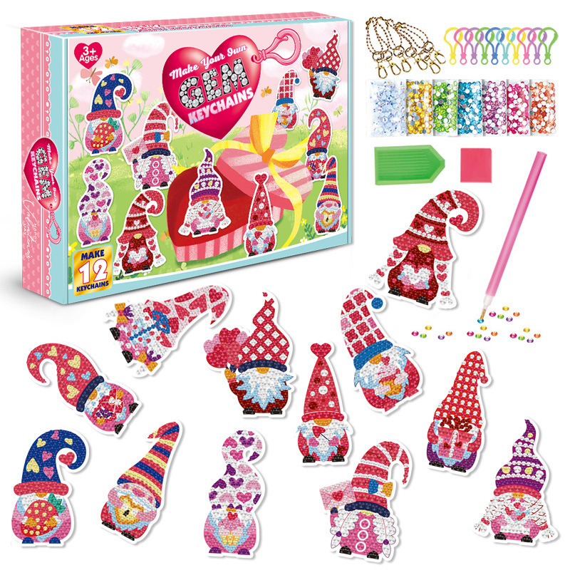 儿童手工DIY钻石画钥匙扣美人鱼独角兽冰淇淋卡通点钻钥匙扣玩具